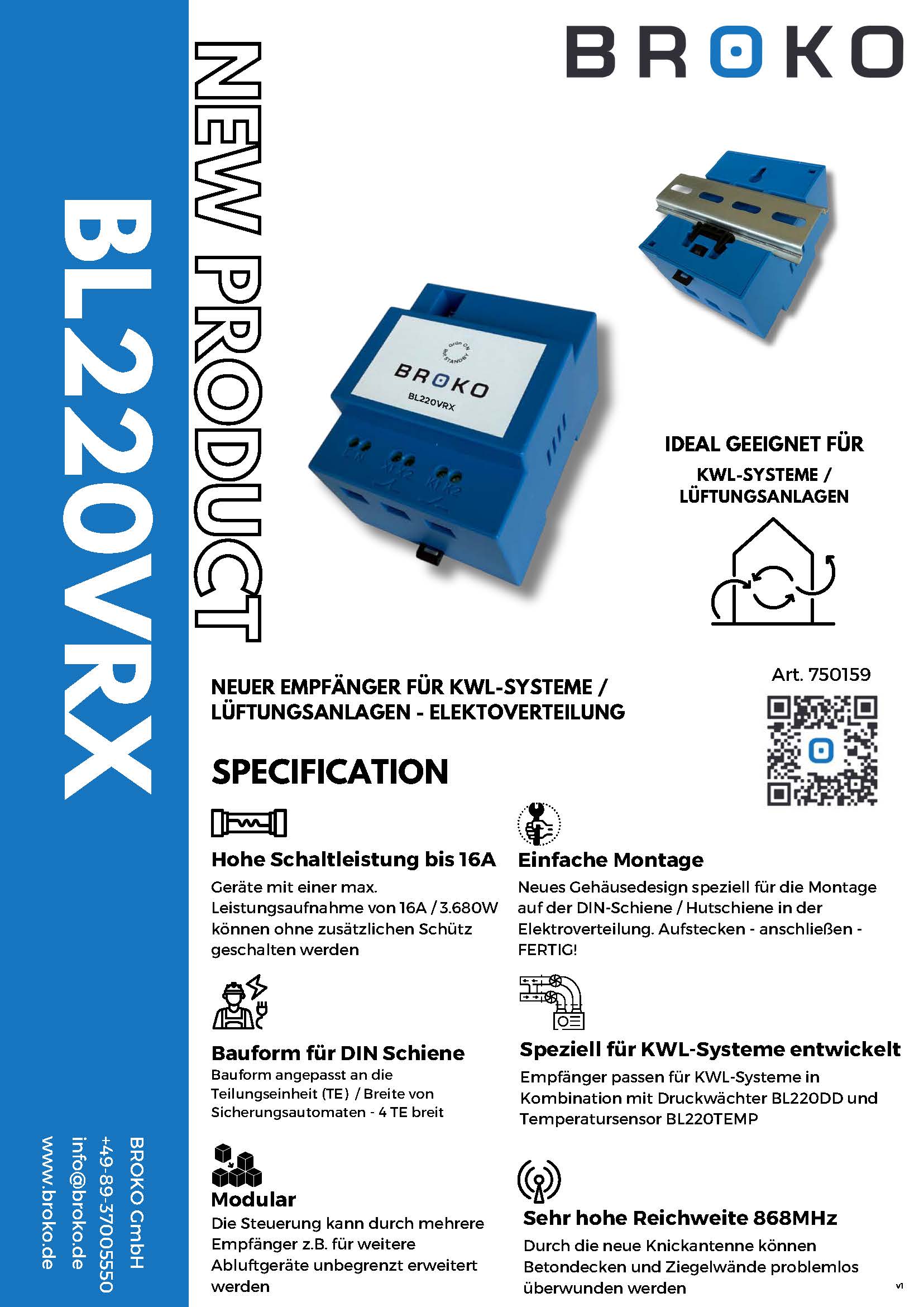 BROKO BL220TEMP | Temperature sensor for radio exhaust air control
