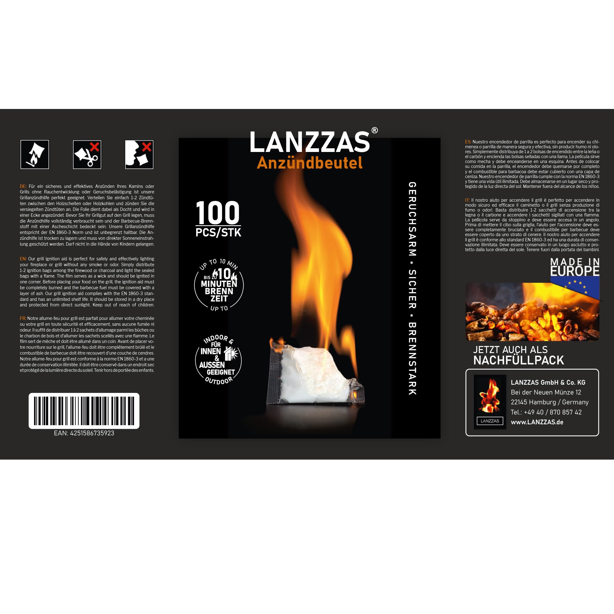 Anzündbeutel aus Paraffin für Kamine - Öfen - Grills