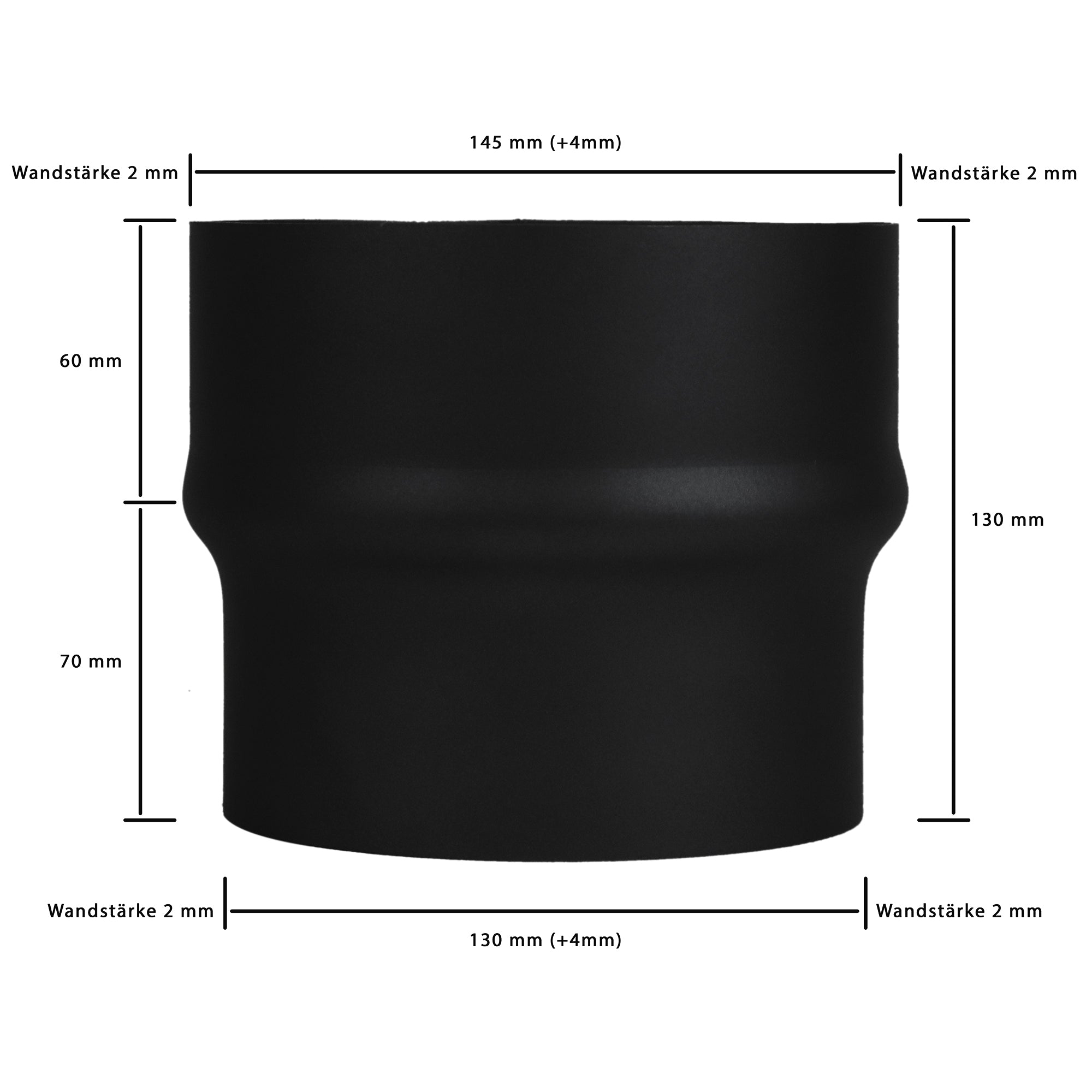 Stovepipe extension from Ø 130 mm to Ø 150 mm