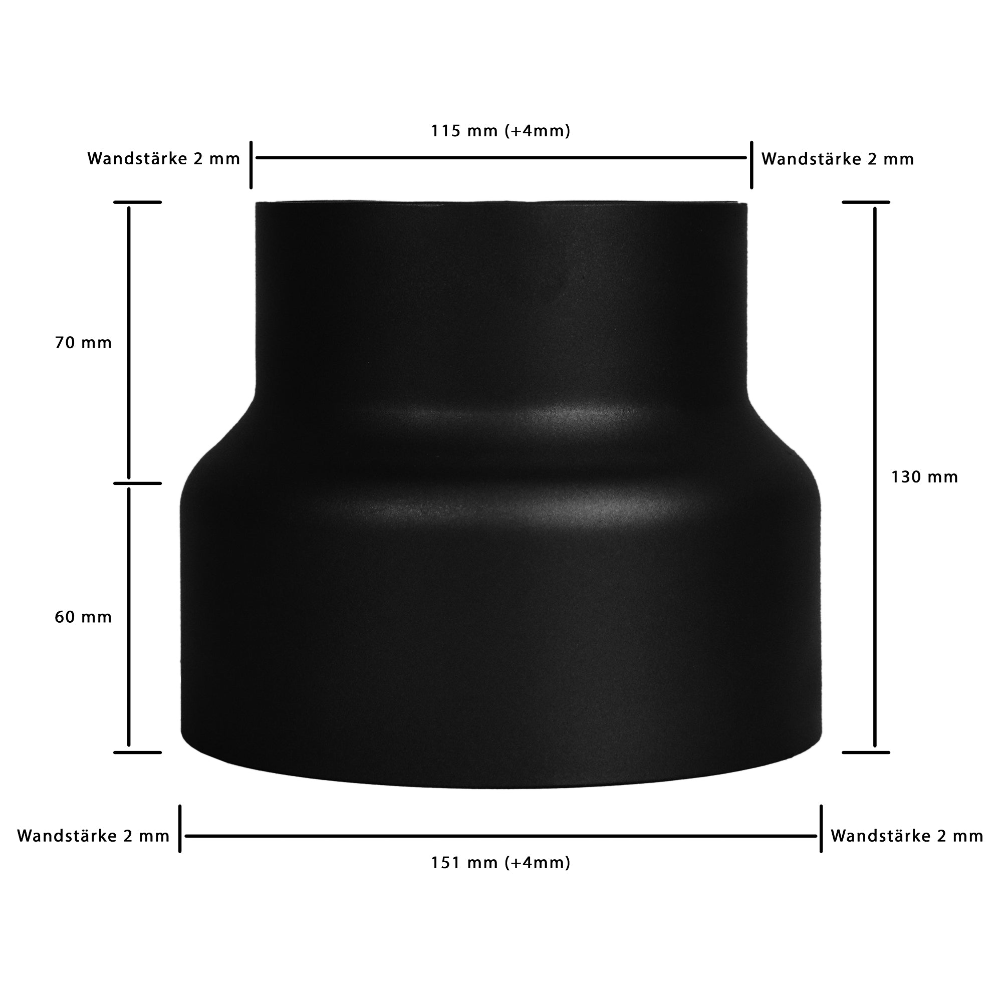 Reduzierung von Ø 150 mm auf Ø 120 mm