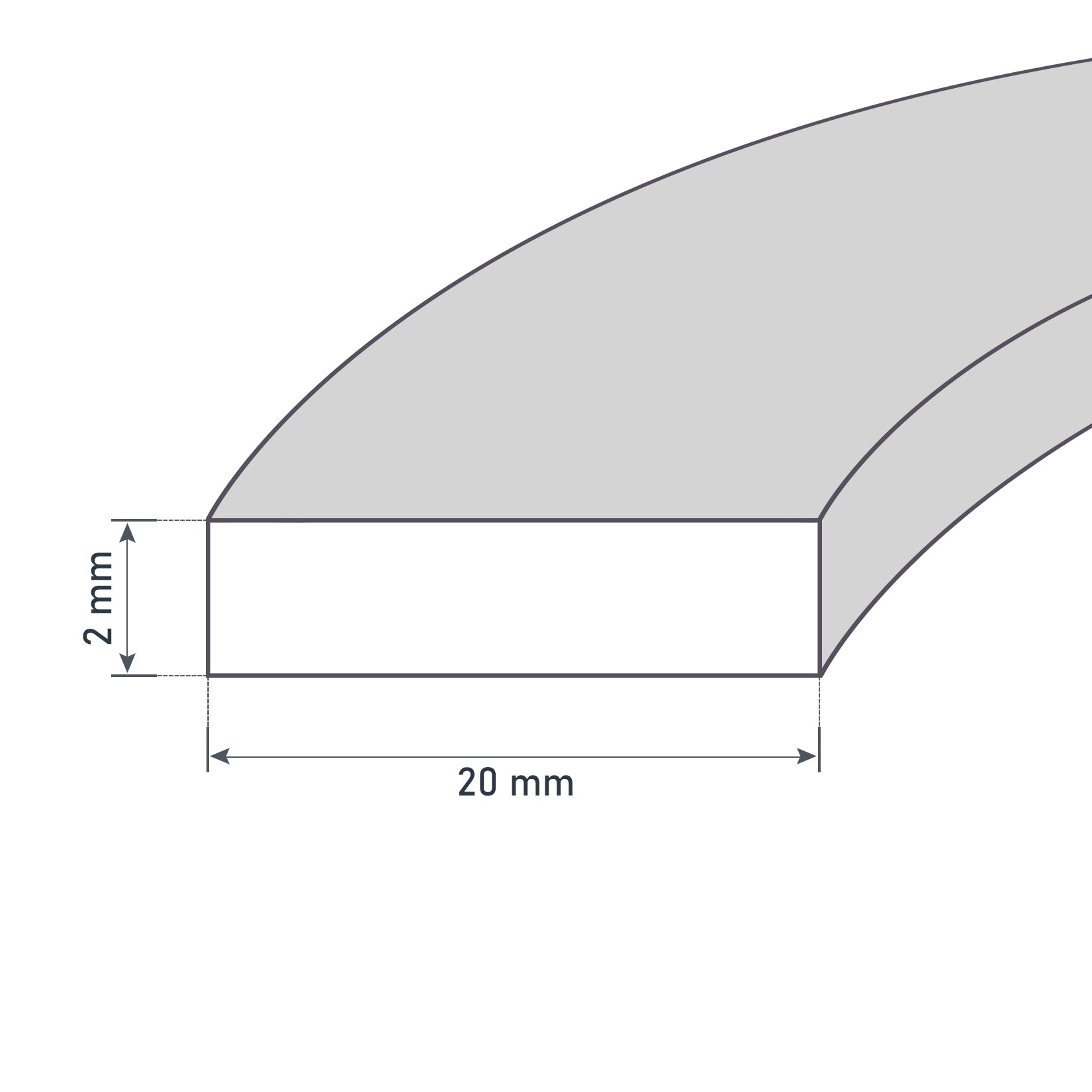 20 x 2 mm Flachdichtung, feuerfestes Dichtungsband selbstklebend