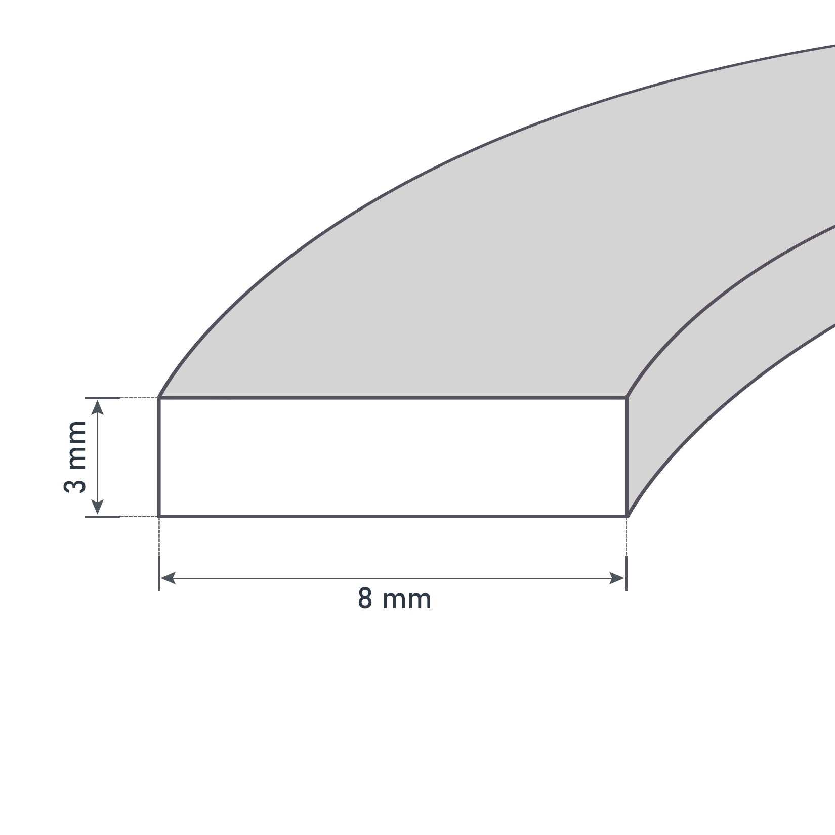 8 x 3 mm Flachdichtung, feuerfestes Dichtungsband selbstklebend