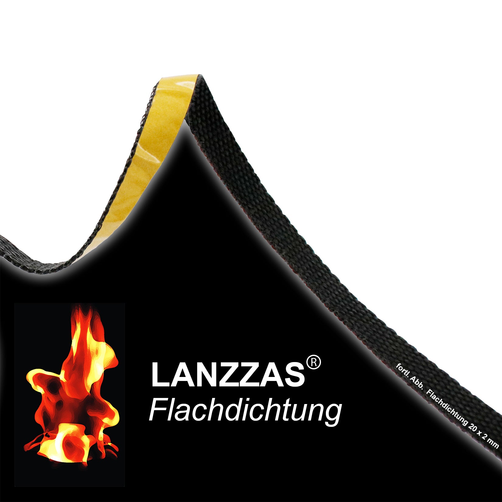 10 x 2 mm Flachdichtung, feuerfestes Dichtungsband selbstklebend