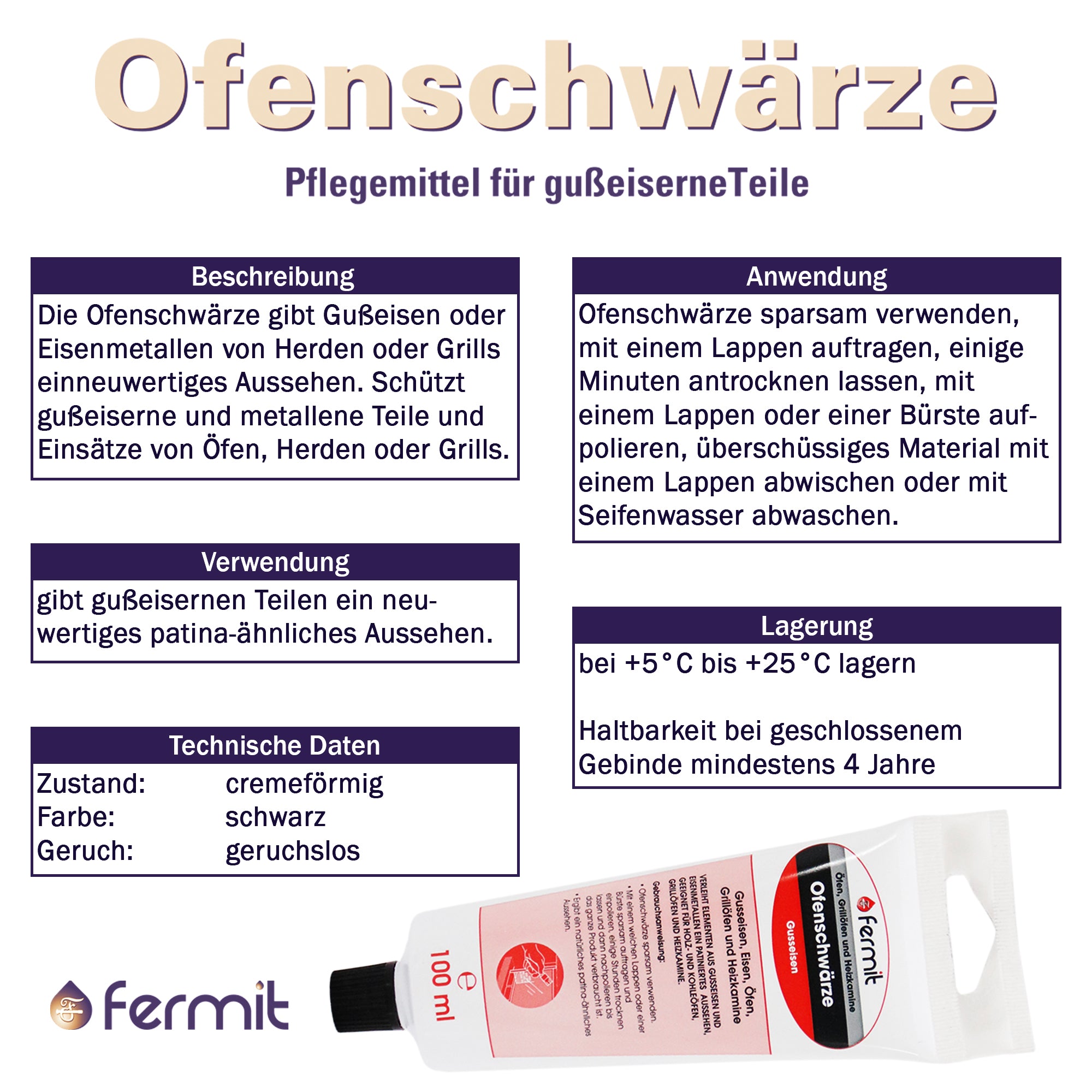 Ofenschwärze Pflegemittel für Herde Öfen uvm. 100ml
