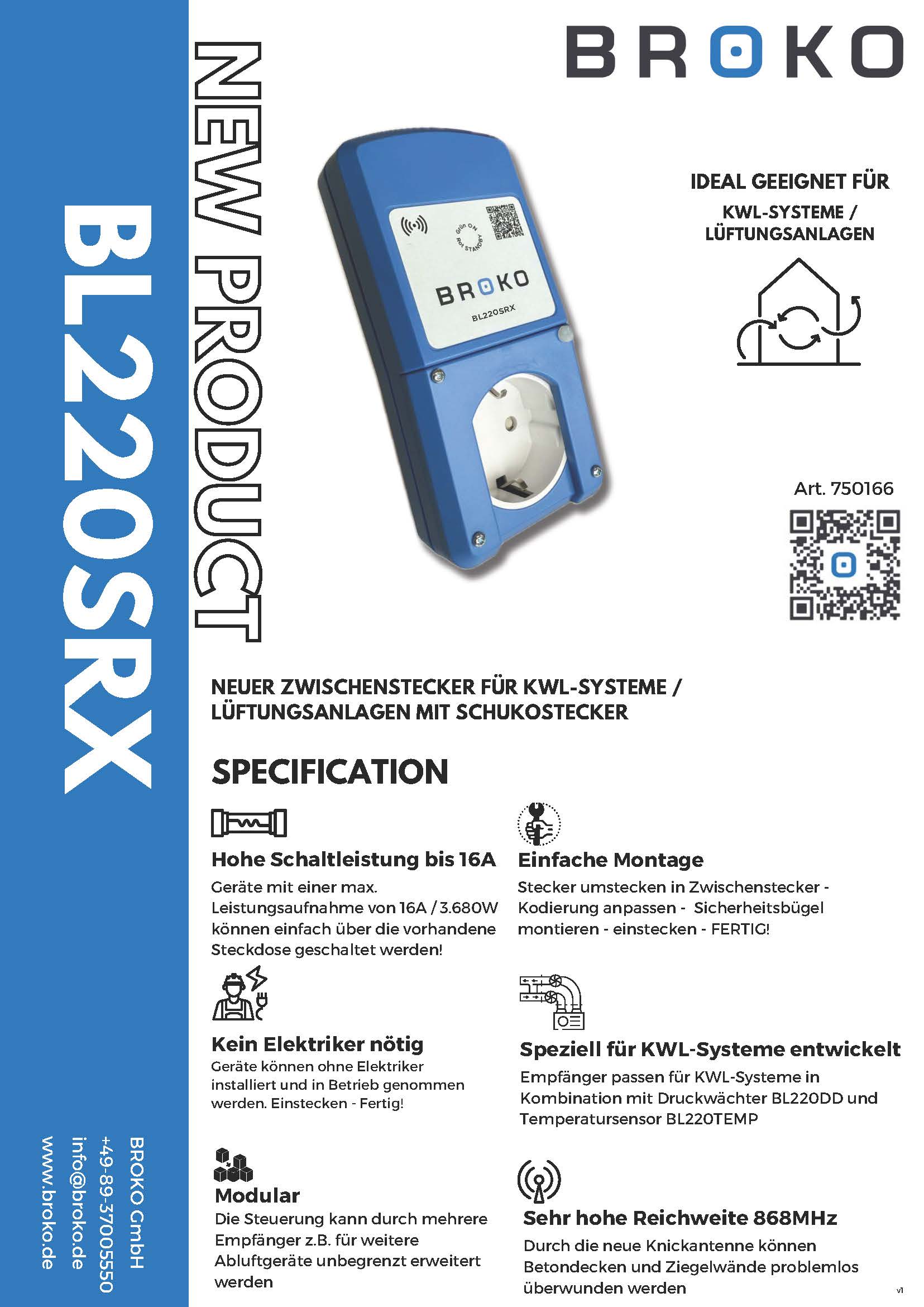 BROKO BL220TEMP | Temperature sensor for radio exhaust air control