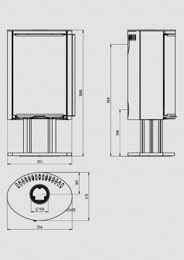 Ember Kamin E-16 VG drehbar Vollglastür