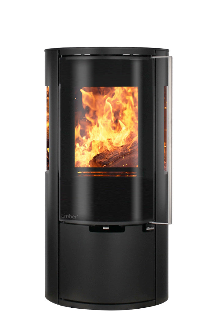 Ember Kaminofen E-15 VG drei Glasscheiben Vollglastür