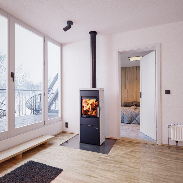 Kaminofen DK LAUSITZ easy 352.15-ST perl-schwarz, Quarzit grau
