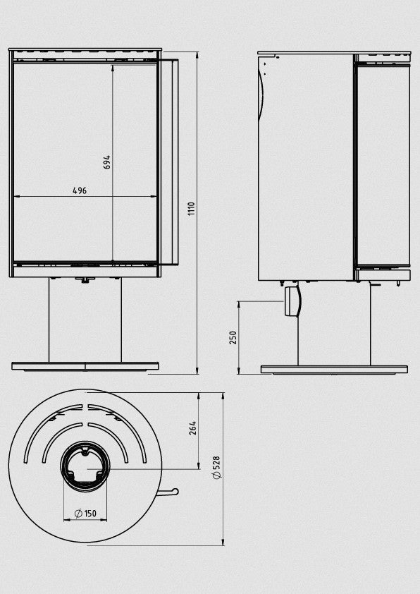 Ember Kamin F-16 VG drehbar Vollglastür