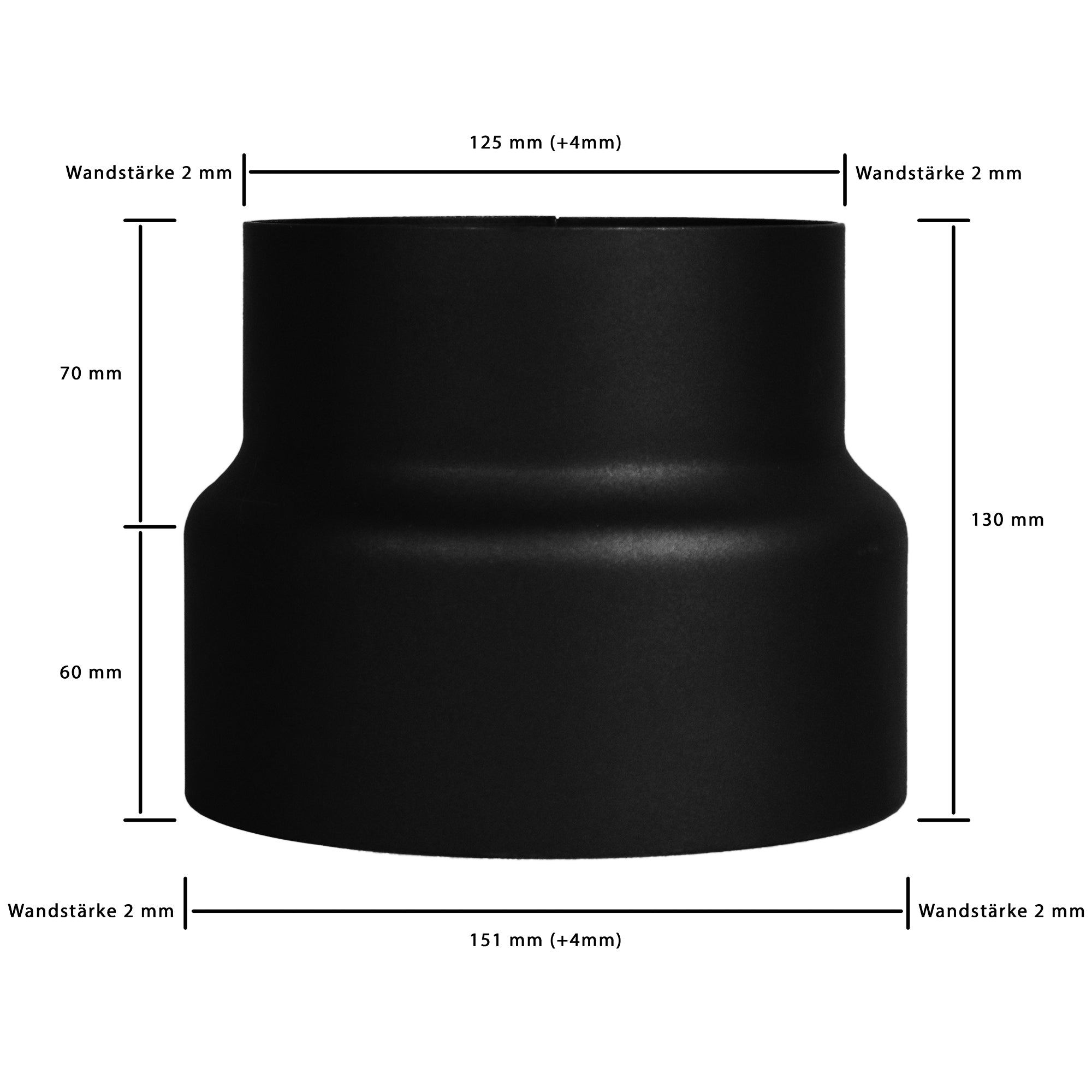 Reduzierung von Ø 150 mm auf Ø 130 mm