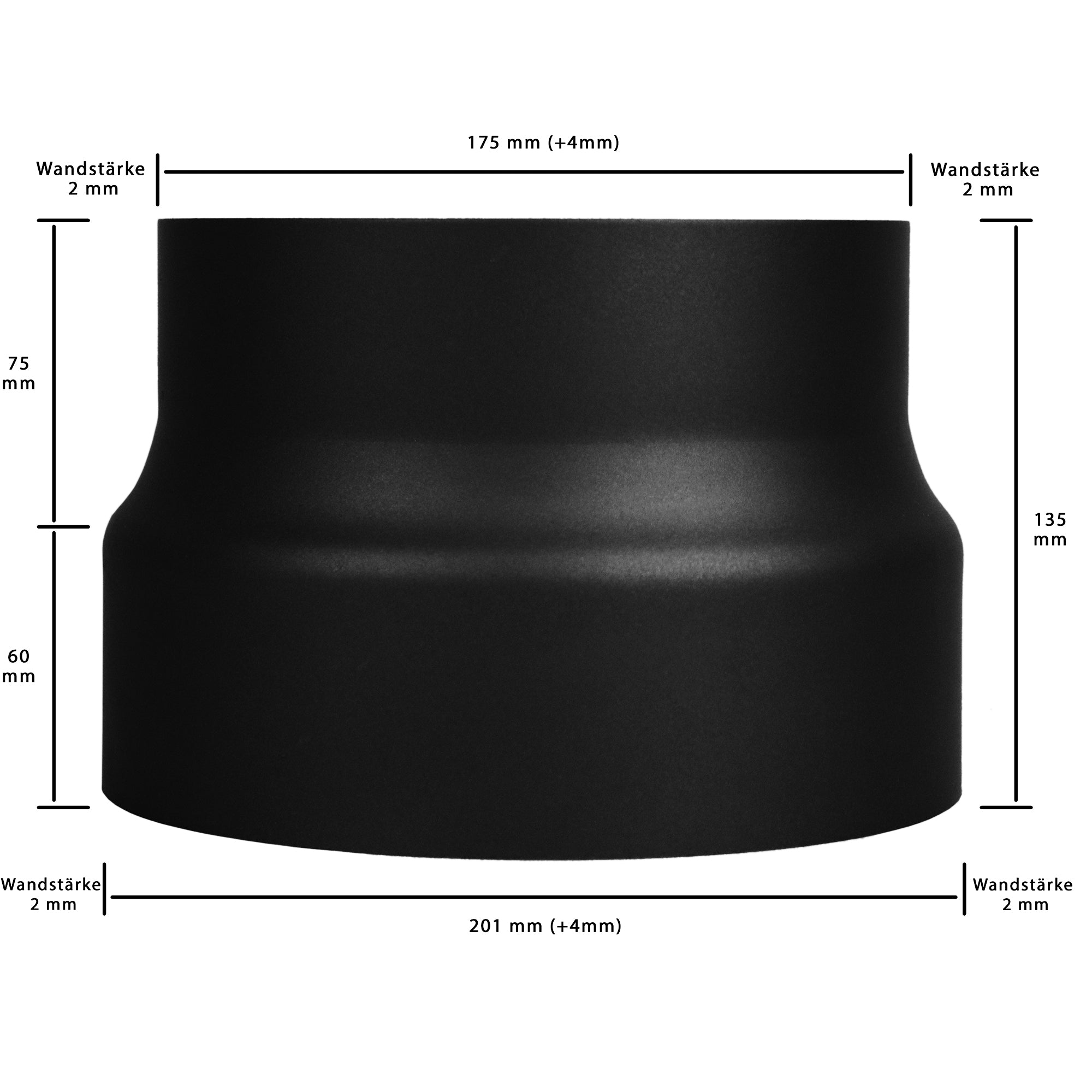 Reduzierung von Ø 200 mm auf Ø 180 mm