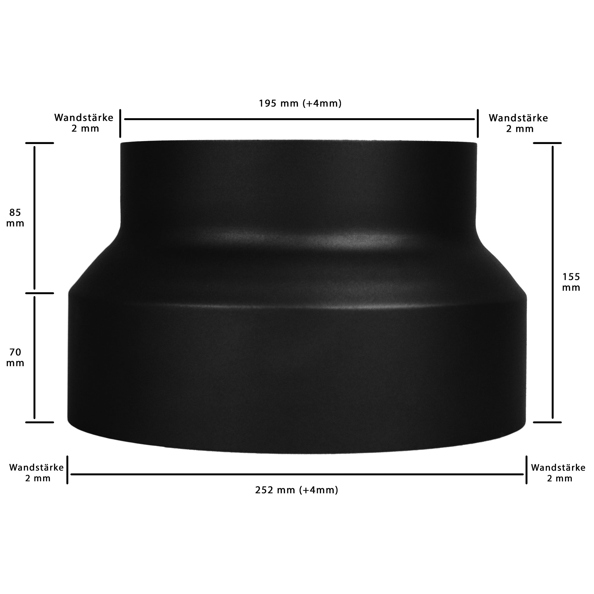 Reduzierung von Ø 250 mm auf Ø 200 mm